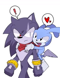 Size: 1000x1300 | Tagged: safe, artist:sakana_wo_kuu, feels the rabbit, 2024, duo, feels x terios, gay, heart, shipping, simple background, terios the hedgehog, white background