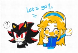 Size: 1065x718 | Tagged: safe, artist:61chami, maria robotnik, shadow the hedgehog, human, duo