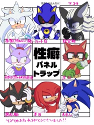 Size: 1536x2048 | Tagged: safe, artist:makochi_n, blaze the cat, gadget the wolf, infinite the jackal, knuckles the echidna, metal sonic, shadow the hedgehog, silver the hedgehog, sonic the hedgehog, group, robot