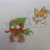 Size: 2048x2053 | Tagged: safe, artist:transgender-battlekukku, miles "tails" prower, speedy, bird, fox, blushing, denial, gay, male, shipping, solo, speedy x tails, sweatdrop, thinking, thought bubble, traditional media