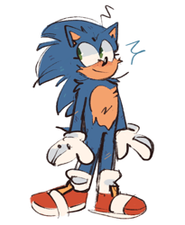 Size: 638x779 | Tagged: safe, artist:starfall-isle, sonic the hedgehog, sonic the hedgehog (2020), 2020, cute, fluffy, looking offscreen, scar, simple background, sketch, sonabetes, standing, white background