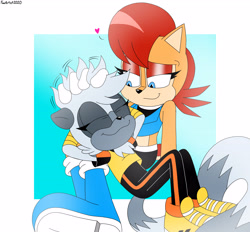 Size: 4780x4430 | Tagged: safe, artist:fartist2020, sally acorn, tangle the lemur, ruffling hair