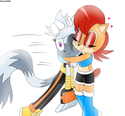 Size: 4780x4430 | Tagged: safe, artist:fartist2020, sally acorn, tangle the lemur, hugging