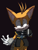 Size: 1536x2028 | Tagged: safe, artist:itz-pandora, miles "tails" prower, nine, sonic prime, black background, front view, shrunken pupils, simple background, solo
