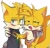 Size: 974x944 | Tagged: safe, artist:frika4416, miles "tails" prower, nine, sonic prime, 2024, arm around shoulders, blushing, cute, duo, eyes closed, frown, hand on another's neck, holding another's arm, lidded eyes, looking at viewer, mouth open, self paradox, simple background, smile, standing, tailabetes, white background