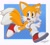Size: 2048x1848 | Tagged: safe, artist:_starlight_1991, miles "tails" prower, 2024, abstract background, looking offscreen, mouth open, open smile, outline, running, signature, smile, solo, treads