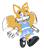 Size: 1450x1636 | Tagged: safe, artist:ragdollartwork, miles "tails" prower, fox, 2024, alternate outfit, clothes, dress, female, simple background, smile, solo, trans female, trans girl tails, transgender, walking, white background