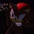 Size: 1080x1080 | Tagged: safe, artist:2121998x, shadow the hedgehog, 2024, black background, fangs, head tilt, looking offscreen, mouth open, redraw, reference inset, shadow the hedgehog (video game), simple background, solo