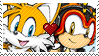 Size: 99x56 | Tagged: safe, artist:aquamimi123, charmy bee, miles "tails" prower, 2020, chaails, duo, gay, heart, shipping, smile, stamp