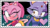 Size: 99x56 | Tagged: safe, artist:kiko-tanaka, amy rose, blaze the cat, 2019, amy x blaze, deviantart stamp, duo, frown, heart, lesbian, shipping, smile, sparkles, wink