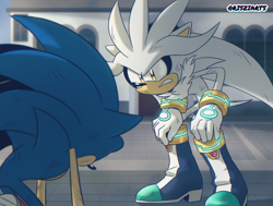 Size: 1454x1100 | Tagged: safe, artist:artsriszi, artist:risziarts, silver the hedgehog, sonic the hedgehog