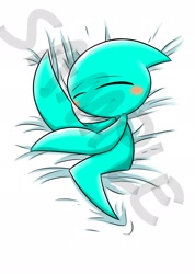 Size: 1458x2048 | Tagged: safe, artist:sopucyan, wisp, cyan wisp, dakimakura, eyes closed, lying down, solo