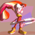 Size: 1280x1280 | Tagged: safe, artist:buckettkun, tangle the lemur, lemur, face paint, female, flag, gay pride, holding something, lesbian, lesbian pride, lesbian tangle, looking up, pride, signature, smile, solo, standing