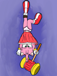 Size: 1500x2000 | Tagged: safe, artist:theowlgoesmoo, amy rose, panties, piko piko hammer, upside down, upskirt