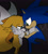 Size: 1280x1417 | Tagged: dead source, safe, artist:gayspudling, miles "tails" prower, sonic the hedgehog, 2024, comforting, crying, dark, deviantart watermark, duo, flat colors, floppy ears, frown, gay, grey background, holding something, lidded eyes, looking at them, looking down, obtrusive watermark, shipping, signature, simple background, sonic x tails, standing, tears, vitals, watermark