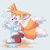 Size: 1500x1500 | Tagged: safe, artist:montyth, miles "tails" prower, fox, 2024, food, ice cream, looking at something, male, melting, mouth open, solo, standing on one leg, surprised, sweatdrop