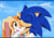 Size: 2300x1613 | Tagged: safe, artist:montyth, cream the rabbit, sonic the hedgehog, hedgehog, rabbit, 2023, abstract background, clouds, cute, daytime, duo, female, hugging, looking at them, male, one eye closed, outdoors, platonic, smile, standing