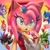 Size: 1668x1658 | Tagged: safe, artist:ncarts____, amy rose, blaze the cat, shadow the hedgehog, sonic the hedgehog, surge the tenrec, cat, hedgehog, tenrec, amy's halterneck dress, cake, clothes, dress, female, food, fruit, strawberry