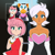 Size: 1328x1322 | Tagged: safe, artist:artsriszi, amy rose, rouge the bat, human, duo, humanized, outline, redraw, reference inset, sonic x, tan skin