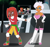 Size: 2169x2058 | Tagged: safe, artist:artsriszi, knuckles the echidna, rouge the bat, human, dark skin, duo, humanized, outline, redraw, reference inset, sonic x, tan skin