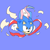 Size: 1000x1000 | Tagged: safe, artist:leecario, sonic the hedgehog, 2020, blue background, cape, classic sonic, dust clouds, flat colors, looking ahead, running, simple background, smile, solo, trans pride