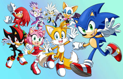 Size: 1112x718 | Tagged: safe, artist:chibi-jen-hen, amy rose, blaze the cat, knuckles the echidna, miles "tails" prower, rouge the bat, shadow the hedgehog, silver the hedgehog, sonic the hedgehog