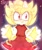 Size: 1116x1331 | Tagged: safe, artist:ktt_nsurgelover, amy rose, hedgehog, 2024, abstract background, blushing, character name, ear fluff, female, looking offscreen, smile, solo, sparkles, super amy, super form