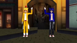 Size: 1920x1080 | Tagged: safe, artist:jonathan2019mmd, tails doll, oc, oc:sonic.exe, human, 3d, humanized