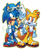 Size: 612x754 | Tagged: safe, artist:tracy yardley, miles "tails" prower, sonic the hedgehog, fox, hedgehog, blue eyes, duo, flipflops, glasses, gloves, green eyes, male, one eye closed, paws, sandals, smile, sunglasses, thumbs up, two tails, white background, wink