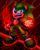 Size: 720x900 | Tagged: safe, artist:virune, scourge the hedgehog, hedgehog, chaos emerald, fingerless gloves, gloves, green fur, jacket, male, red eyes, sharp teeth, shoes