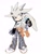 Size: 1080x1440 | Tagged: safe, artist:kinuko4xsn, silver the hedgehog, 2024, alternate outfit, clothes, ear piercing, earring, handbag, jacket around waist, pants, ring (jewelry), shirt, simple background, smile, solo, standing, white background