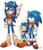 Size: 1024x1181 | Tagged: safe, artist:waniramirez, sonic the hedgehog, hedgehog, classic sonic, male, modern sonic, self paradox, sonic boom (tv), trio