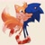 Size: 2000x2000 | Tagged: safe, artist:q__sci, miles "tails" prower, sonic the hedgehog, 2024, cream background, cute, duo, eyes closed, gay, hugging, looking at them, one eye closed, shipping, simple background, smile, sonabetes, sonic x tails, standing, tailabetes
