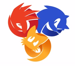 Size: 2048x1803 | Tagged: safe, artist:thatbirdguy_, knuckles the echidna, miles "tails" prower, sonic the hedgehog, 2024, logo, looking at them, looking at viewer, simple background, team sonic, trio, white background