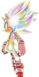 Size: 1003x1953 | Tagged: safe, editor:soul151killer, sonic the hedgehog, 2024, edit, flying, frown, hyper form, hyper sonic, looking offscreen, mid-air, simple background, solo, sparkles, transparent background