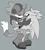 Size: 1314x1444 | Tagged: safe, artist:arborialrodent, silver the hedgehog, slinger the ocelot, hedgehog, beret, blushing, boots, carrying them, chest fluff, diamond cutters, diamond cutters outfit, duo, eyes closed, gay, gloves, grey background, greyscale, holding them, kiss, monochrome, ocelot, scarf, slingver, white fur
