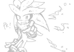 Size: 500x350 | Tagged: safe, artist:34_6, silver the hedgehog, greyscale, monochrome, simple background, solo, white background