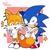 Size: 1280x1280 | Tagged: safe, artist:noob6232128, miles "tails" prower, sonic the hedgehog, classic sonic, classic sonic (universe), classic tails, cute, duo, eyes closed, fluffy, question mark, sonabetes, standing, star (symbol), tailabetes