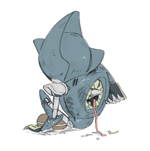 30081 - safe, artist:goatt344, metal sonic, broken, from behind