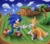 Size: 2048x1783 | Tagged: safe, artist:tailscutiefox92, miles "tails" prower, sonic the hedgehog, fox, hedgehog, green hill zone, crying, duo, helping up, looking at each other, male, tears