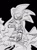 Size: 3016x4096 | Tagged: safe, artist:ssedgehog, sonic the hedgehog, black background, greyscale, monochrome, mouth hold, ring, simple background, sketch, solo, spot color