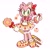 Size: 1280x1280 | Tagged: safe, artist:kumoggu, amy rose, hedgehog, dress, dulce amy, female, fruit print, holding something, simple background, standing, white background