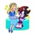 Size: 1000x1000 | Tagged: safe, artist:kumoggu, maria robotnik, shadow the hedgehog, human, book, cute, duo, green outline, head rest, outline, reading, simple background, sitting, star (symbol), white background