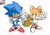 Size: 2048x1448 | Tagged: safe, artist:neku_646611, miles "tails" prower, sonic the hedgehog, sonic the ova, classic sonic, classic tails, duo, simple background, standing, v sign, white background