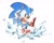 Size: 1638x1299 | Tagged: safe, artist:neku_646611, sonic the hedgehog, classic sonic, mouth open, simple background, solo, water, white background