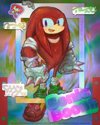 Size: 1000x1250 | Tagged: safe, artist:ropuning, knuckles the echidna, chibi, english text, smile, sonic boom (tv), standing