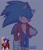 Size: 1080x1270 | Tagged: safe, artist:jazzmm15, sonic the hedgehog, 2025, blazer, blue background, lidded eyes, looking at viewer, mouth open, reference inset, signature, simple background, solo, standing, stupid sexy sonic