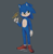 Size: 2720x2748 | Tagged: safe, artist:zombyt, sonic the hedgehog, 2019, grey background, head tilt, looking offscreen, movie style, ring, signature, simple background, smile, solo, spinning object, standing