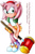 Size: 480x731 | Tagged: safe, artist:nabikchan, amy rose, hedgehog, 2002, classic amy, english text, hammer, holding something, piko piko hammer, simple background, smile, solo, standing, white background