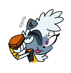 Size: 1080x1102 | Tagged: safe, artist:pieroc123, tangle the lemur, 2022, cheek poke, cheek squish, cute, headshot, looking at viewer, one eye closed, poking, signature, simple background, solo, tangabetes, tongue out, white background